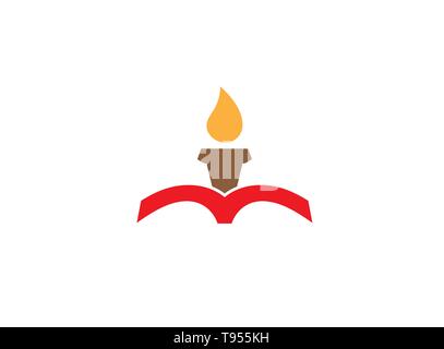 Candle inside the book for logo design Stock Vector