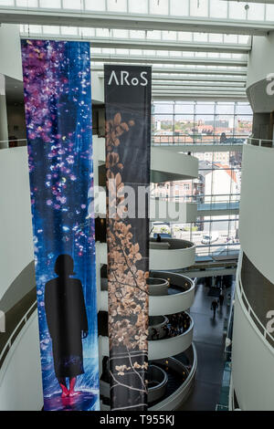 Denmark, Aarhus - May 2, 2019. Interior of the modern art museum ARoS Aarhus Kunstmuseum is designed by Danish architects Schmidt Hammer Lassen. (Photo credit: Gonzales Photo - Kim M. Leland). Stock Photo