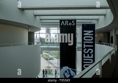 Denmark, Aarhus - May 2, 2019. Interior of the modern art museum ARoS Aarhus Kunstmuseum is designed by Danish architects Schmidt Hammer Lassen. (Photo credit: Gonzales Photo - Kim M. Leland). Stock Photo