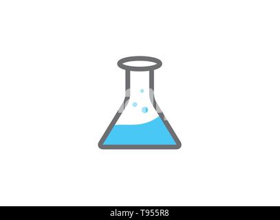 Beaker Lab flask with chemical substance inside make Bubbles for logo design Stock Vector
