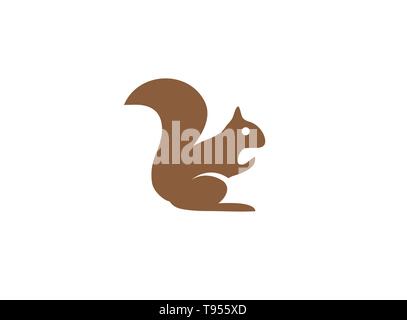 Squirrel eating walnuts almonds for logo design Stock Vector