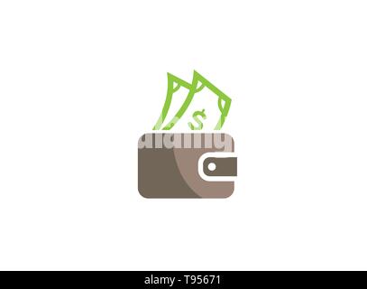 Money and pocket bag for shopping, save money symbol for logo design Stock Vector