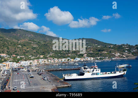 All images                                  View of Marina Lunga on Lipari Island, Aeolian Islands, Italy Stock Photo