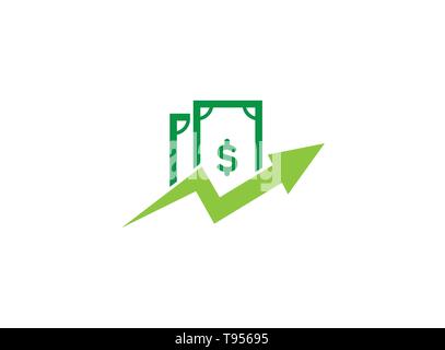 Money Arrow Chart Finance for logo design Stock Vector