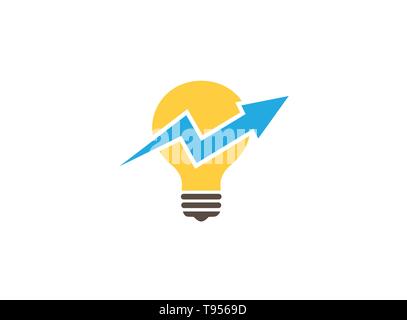 Arrow statistic across the lamp for logo design Stock Vector