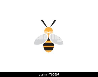 Bee open wings and fly for logo design Stock Vector