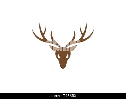 deer hunt with big horns logo design illustration Stock Vector