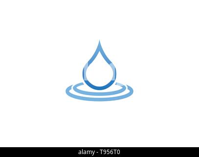 A drop of waterfalls into the lake for logo design illustration Stock Vector