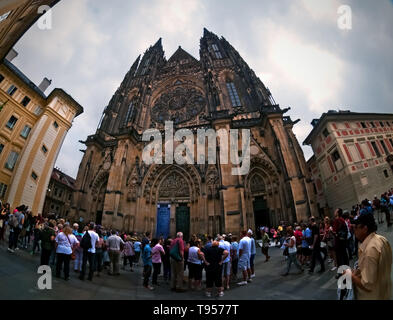 St. Vitus Cathedral in Prague (outside, interior) Stock Photo