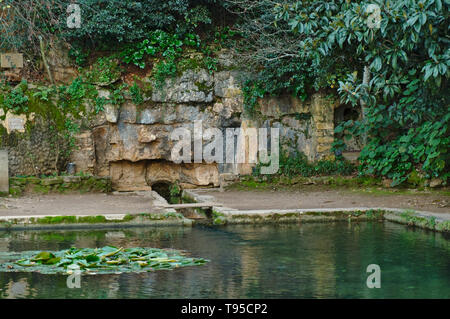 Pond in Quinta das Lagrimas Garden. Coimbra, Portugal Stock Photo