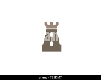 Old castle tower with big door in windows for logo design illustration Stock Vector
