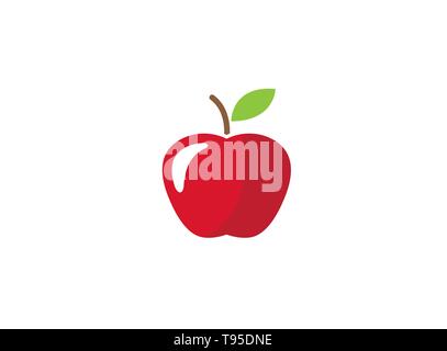 red apple with green leaf for logo design Stock Vector