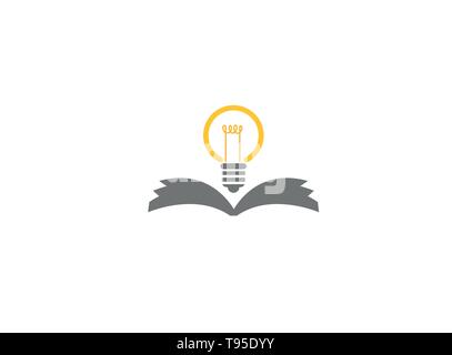 Open book with lamp for logo design Stock Vector