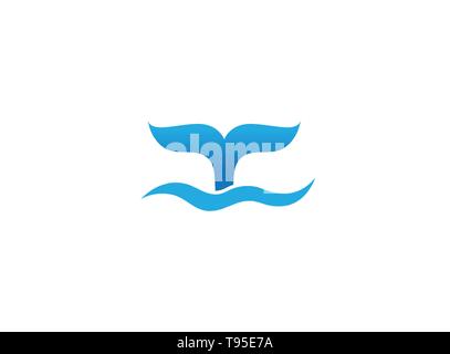 Whale diving deep in the sea and show Tail up for Logo design Stock Vector