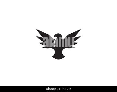 Bird black eagle open wings flying for logo design Stock Vector