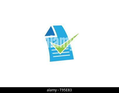 Write paper or list with a checkmark for logo design Stock Vector