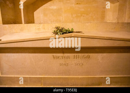 The coffin of French writer Victor Hugo is displayed beneath the Arc ...