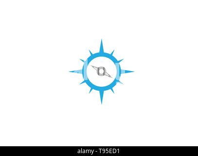 Blue compass with Indicators for logo design Stock Vector
