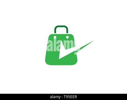 Briefcases a handbag for shopping with a checkmark logo design illustration Stock Vector