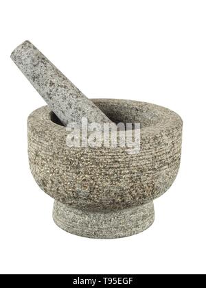 Mortar and pestle isolated on white background Stock Photo