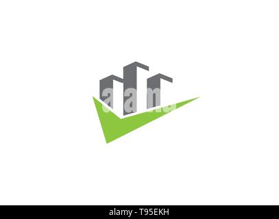 Skyscrapers with a checkmark for logo design illustration Stock Vector