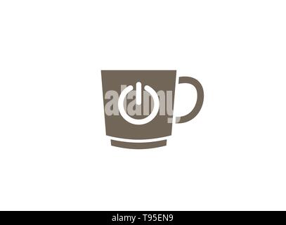 Mug with on and off symbol a cup icon for logo design illustration Stock Vector