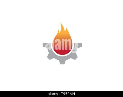 Creative Gear Fire Symbol for logo design illustration Stock Vector