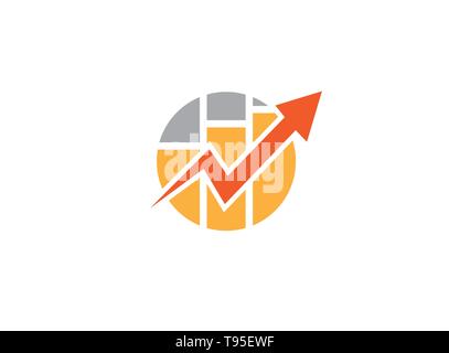 shape and chart bar arrow for statistics and trading market for logo design illustration Stock Vector