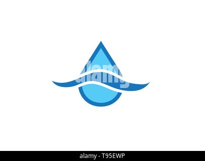 A drop of waterfalls into the lake for logo design illustration Stock Vector