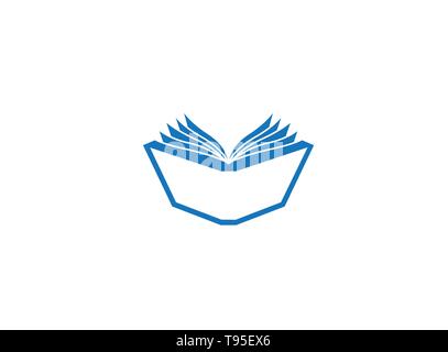 Open book pages and papers for logo design illustration Stock Vector