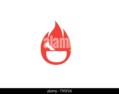 Pharmacy bio and natural recipe logo design inside a fireball for illustration icon symbol Stock Vector