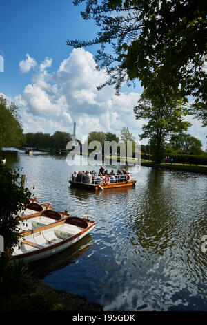 River Avon with pleasure boats and Chain Ferry at Stock Photo