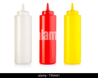 Squeeze bottles for ketchup, mayonnaise and mustard Stock Photo - Alamy