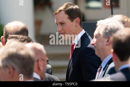 Senior Advisor Jared Kushner speaks with guests after United States President Donald J. Trump spoke on modernizing our immigration system for a stronger America at the White House in Washington, DC, May 16, 2019. Credit: Chris Kleponis / CNP | usage worldwide Stock Photo