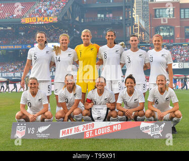 St Louis, USA. 16th May, 2019. The New Zealand National Team poses before the International Women's Soccer match up between the USA and New Zealand, at Busch Stadium in St. Louis, MO. Kevin Langley/Sports South Media/CSM/Alamy Live News Stock Photo