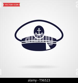 Captain hat icon isolated on white background. Sea, nautical and travel themes. Vector illustration. Stock Vector