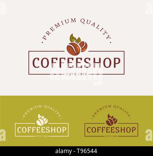 Coffee shop logos. Templates for сolor and monochrome versions. Logotypes isolated on clean background. Vector illustration. Stock Vector