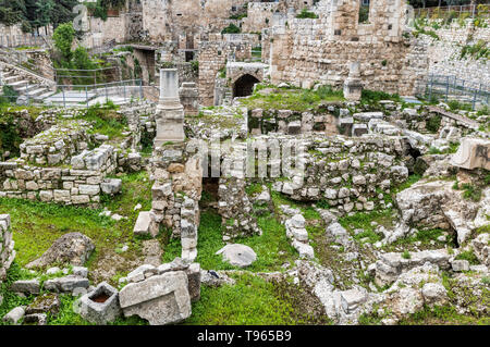 The ruins of Bethesda pool where jesus Stock Photo