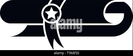 This vector image shows a diploma icon in glyph style. It is isolated on a white background. Stock Vector