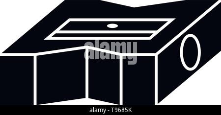 This vector image shows a pencil sharpener icon in glyph style. It is isolated on a white background. Stock Vector