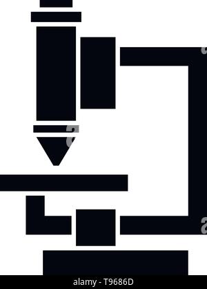 This vector image shows a microscope icon in glyph style. It is isolated on a white background. Stock Vector