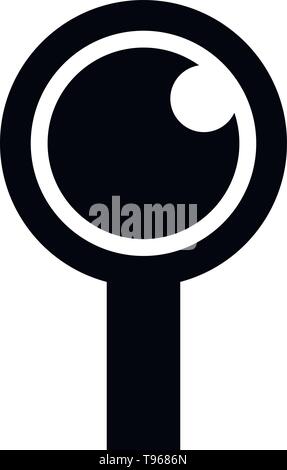 This vector image shows a magnifying glass icon in glyph style. It is isolated on a white background. Stock Vector