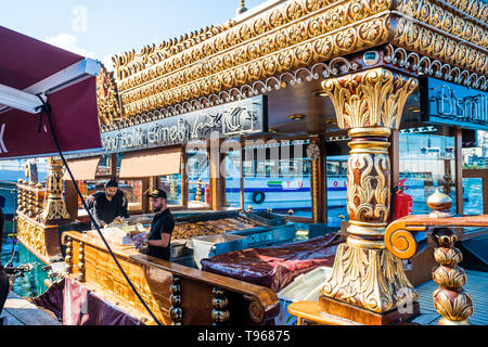 ISTANBUL, TURKEY - July 11 2017 : Traditional fish restaurants at sea on July 11, 2017 in Istanbul, Turkey Stock Photo