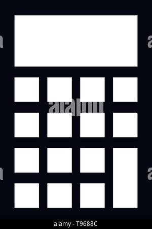 This vector image shows a calculator icon in glyph style. It is isolated on a white background. Stock Vector