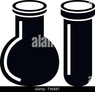 This vector image shows a beaker icon in glyph style. It is isolated on a white background. Stock Vector