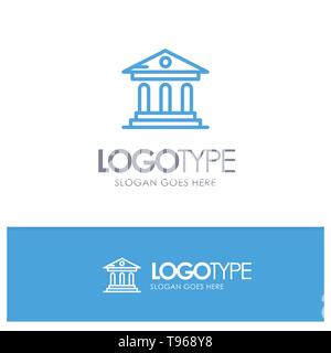 University, Bank, Campus, Court Blue Logo Line Style Stock Vector