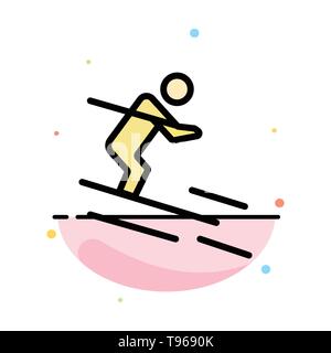 Activity, Ski, Skiing, Sportsman Abstract Flat Color Icon Template Stock Vector