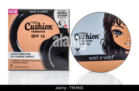 Winneconne, WI -  5 May 2019 : A package of Wet n wild mega cushion liquid foundation on an isolated background Stock Photo