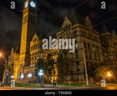 Toronto's old City Hall Building at night. Stock Photo