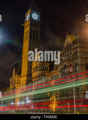 Toronto's old City Hall Building at night. Stock Photo